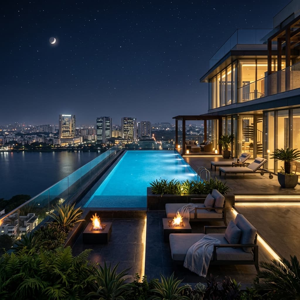 Penthouse Infinity Pool at Night